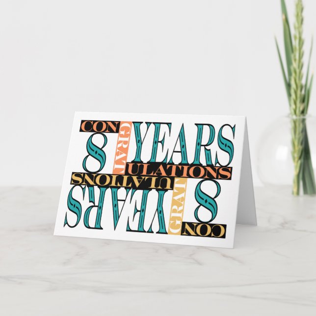 Mitarbeiter 8. Jahrestag Herzlichen Glückwunsch Mo Karte (Vorderseite)