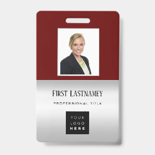 Mitarbeiter-Barcode-Logo-Name-Scanner Grau Burgund Ausweis