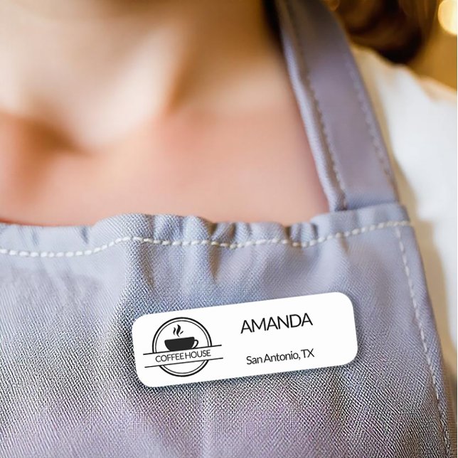 Mitarbeiter des Coffee-Logos Namensschild (Coffee shop employee name tag.)