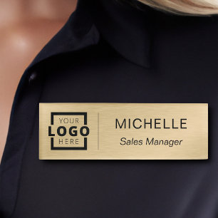 Mitarbeiter des Logogeschäfts Gold für kundenspezi Namenschild