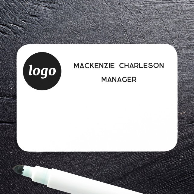Mitarbeiter des Logopersonals Magnetische oder But Namensschild (Simple logo with custom text business branding promotional pin or magnetic dry erase name tag)