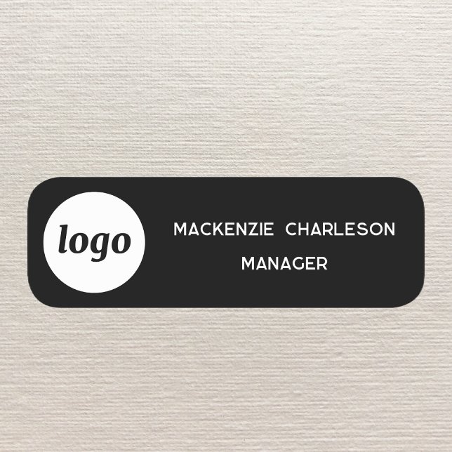 Mitarbeiter des Logos Black Magnetic oder Button (Simple logo employee staff magnetic or pin backed name and job title badge)