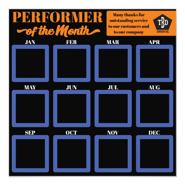 Mitarbeiter des Monats 4x4 Fotos Büroanzeige Fotodruck (Vorne)