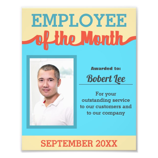Mitarbeiter des Monats-Foto-Preises für benutzerde Fotodruck (Vorne)