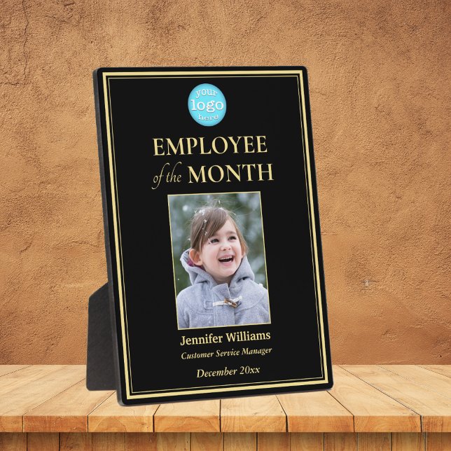 Mitarbeiter des Month Company Logo Foto Gold Fotoplatte (Employee of the Month Company Logo Photo Gold Plaque)