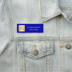 Mitarbeiter des Royal Blue Business Logos Namensschild