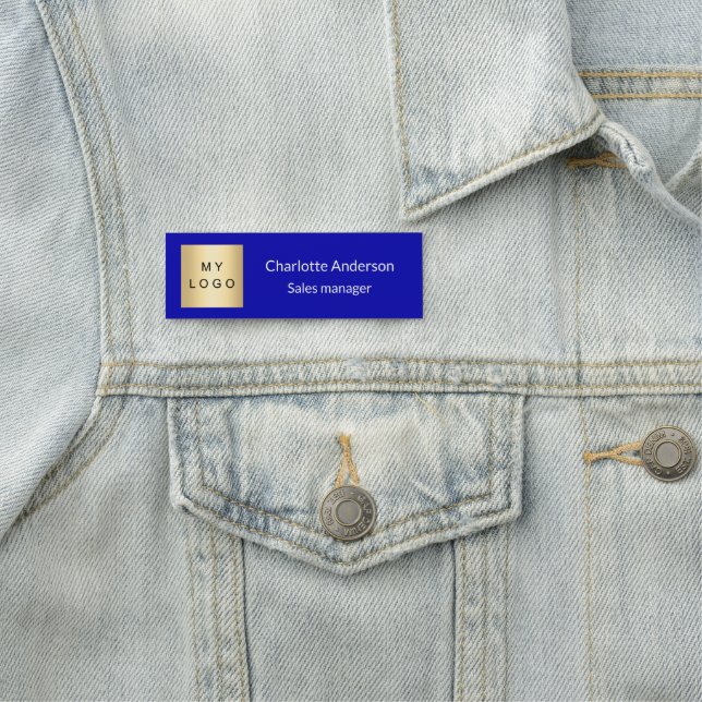 Mitarbeiter des Royal Blue Business Logos Namensschild (Beispiel)