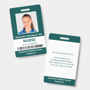 Mitarbeiter-Foto-Barcode Blau-Grün Weiße medizinis Ausweis