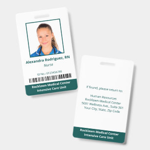 Mitarbeiter Foto Barcode Weiß Blau-Grün Medizinisc Ausweis