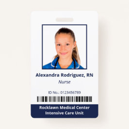 Mitarbeiter Foto Barcode White Blue Hospital ID Ausweis