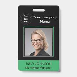 Mitarbeiter-Foto-ID-Abzeichen | Schwarz/Grün | QR- Ausweis