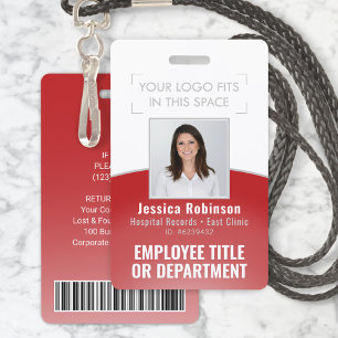 Mitarbeiter Foto ID Barcode Ihr Logo rote Kurve Ausweis
