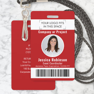 Mitarbeiter Foto ID Barcode Logo Roter Zugangsausw Ausweis