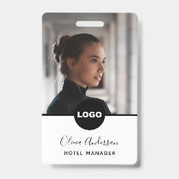 Mitarbeiter-Foto-ID Firmenlogo QR-Code Schwarz Gra Ausweis