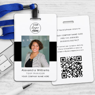 Mitarbeiter-Foto-ID Firmenlogo QR-Code-Sicherheit Ausweis