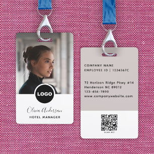 Mitarbeiter-Foto-ID Firmenlogo QR-Code Weiß Schwar Ausweis
