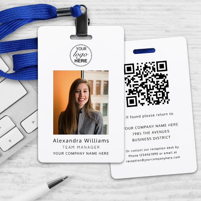 Mitarbeiter-Foto-ID Firmensicherheitscode Ausweis (Custom photo id corporate employee security badge With qr code name and details if lost)
