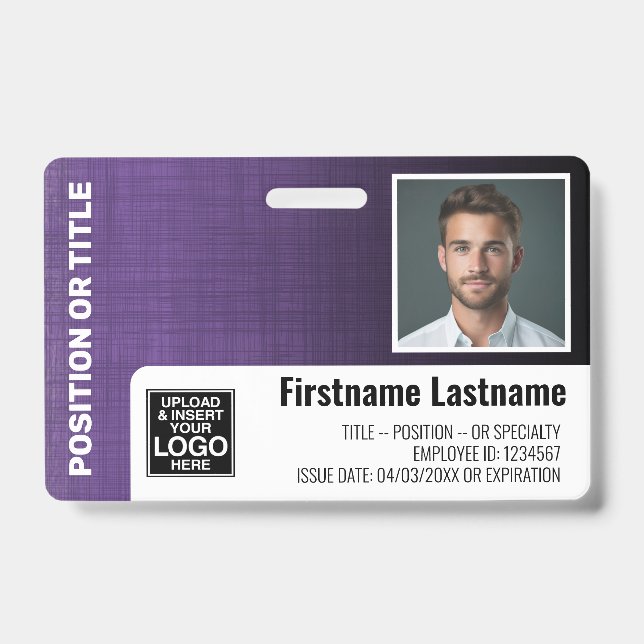 Mitarbeiter Foto ID Logo Strichcode Modernes Leine Ausweis (Vorderseite)