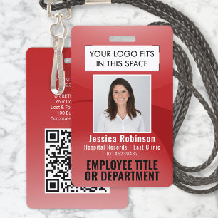 Mitarbeiter Foto ID QR Barcode Ihr Logo Roter Boge Ausweis