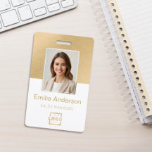 Mitarbeiter-Foto-ID-QR-Code-Logo Weiß gebürstet Go
