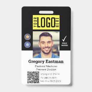 Mitarbeiter-Foto-ID-QR-Code Schwarz Ausweis