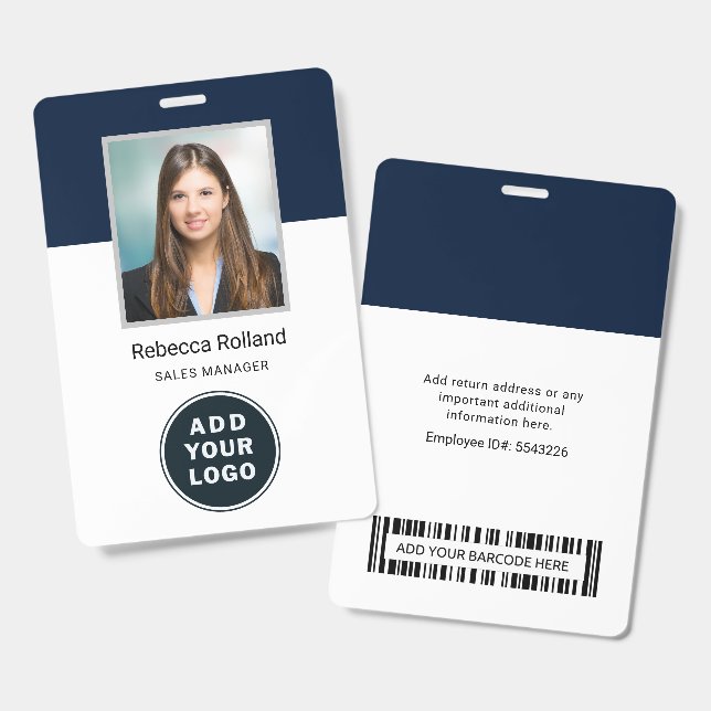 Mitarbeiter-Foto-ID und Firmenlogo mit Barcode Ausweis (Vorder- & Rückseite)