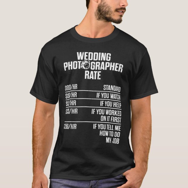 Mitarbeiter für Hochzeitfotografie Rate Fotos T-Shirt (Vorderseite)