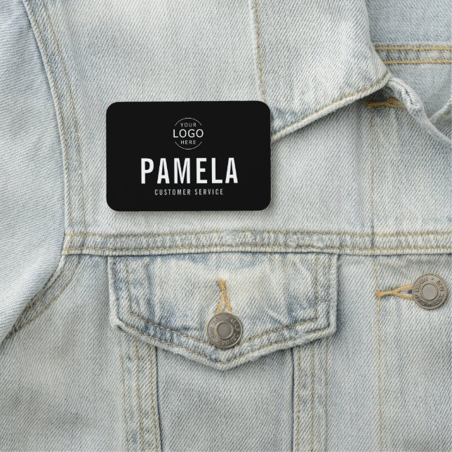 Mitarbeiter für Logos in Schwarz und Weiß Namensschild (Beispiel)