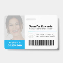 Mitarbeiter große Foto-ID und Barcode blau