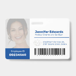 Mitarbeiter große Foto-ID und Strichcode dunkelbla Ausweis