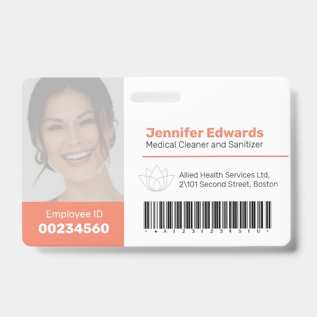 Mitarbeiter große Foto-ID und Strichcode-Orange Ausweis (Vorderseite)