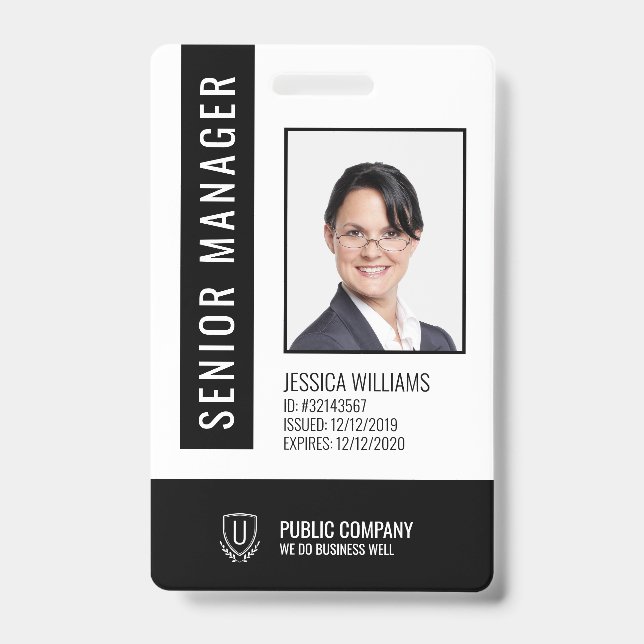Mitarbeiter-ID-Abzeichen für Schwarz-Weiß-Barcode Ausweis (Vorderseite)