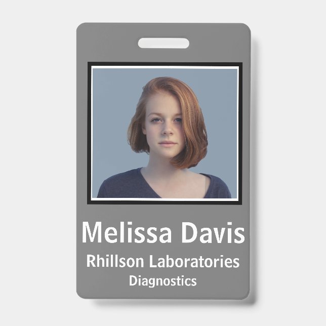 Mitarbeiter-ID Abzeichen Steel Gray Vertikal Desig Ausweis (Vorderseite)