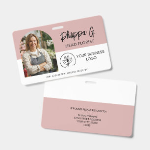 Mitarbeiter-ID Dusty Pink mit Foto & Logo Ausweis
