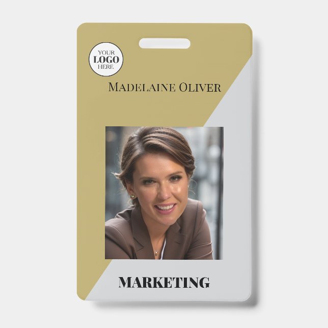 Mitarbeiter-ID Foto QR Code Gold Color Logo-Abzeic Ausweis (Vorderseite)