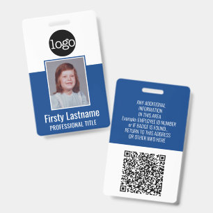 Mitarbeiter-ID - Foto, QR-Code, Logo, Name Blue Pl Ausweis