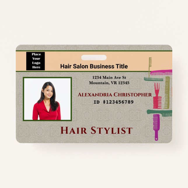 Mitarbeiter-ID-Karte Hair Stylist Foto Custom Ausweis (Vorderseite)