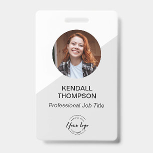 Mitarbeiter-ID minimalistisch Graues Logo QR-Code Ausweis