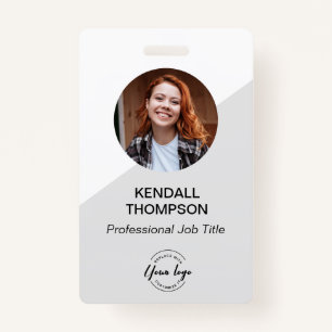 Mitarbeiter-ID minimalistisch Graues Logo QR-Code Ausweis