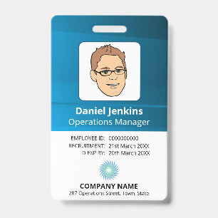 Mitarbeiter-ID mit Logo für Blue und White Manage Ausweis