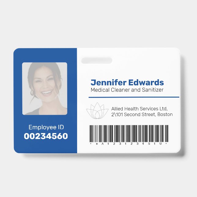 Mitarbeiter-ID-Strichcode Foto dunkelblau Ausweis (Vorderseite)