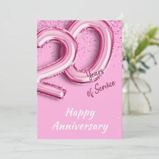 Mitarbeiter Jahrestag 20 Jahre Pink Balloon Card Einladung