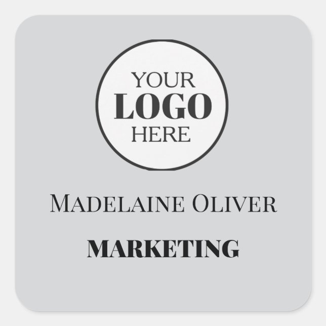 Mitarbeiter-Logo Grau einfach Quadratischer Aufkleber (Vorderseite)