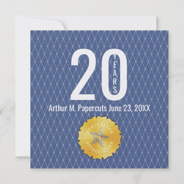 Mitarbeiter Meilenstein Jahrestag 20 Jahre Geschen Karte (Vorderseite)