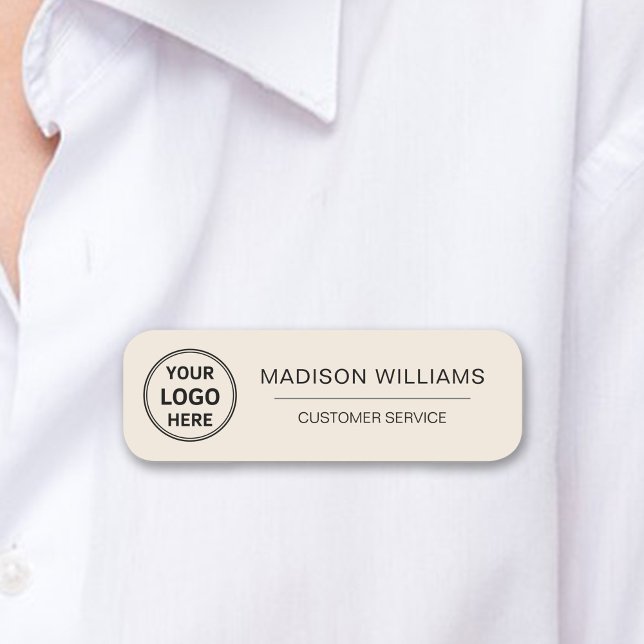 Mitarbeiter mit benutzerdefinierten Logos in der M Namensschild (Custom Logo Employee Magnetic Beige Name Tag)