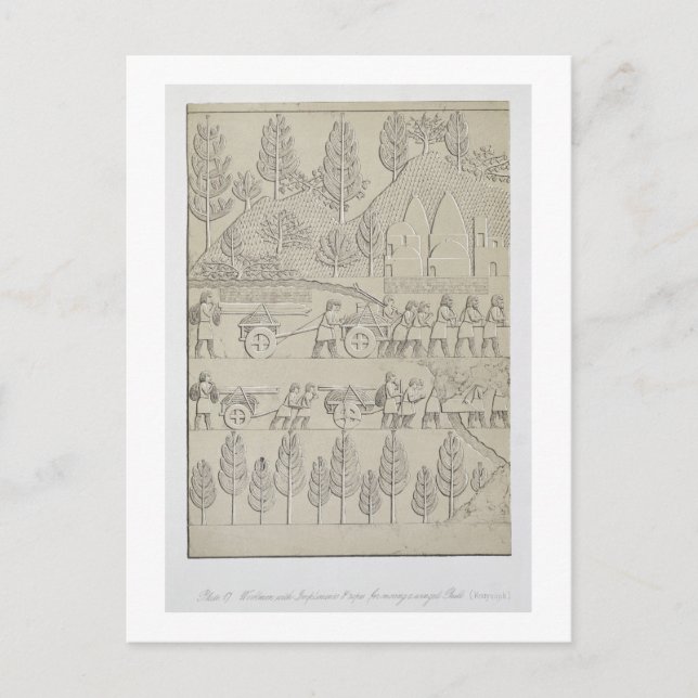 Mitarbeiter mit Geräten und Seilen zum Verschieben Postkarte (Vorderseite)