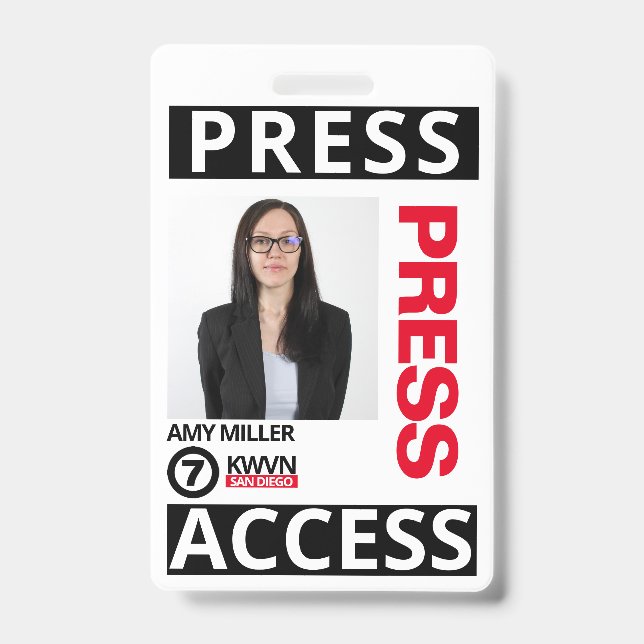 Mitarbeiter mit Pressezugang Ausweis (Vorderseite)