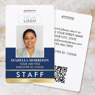 Mitarbeiter Personal-ID Name Logo Navy Gold Verlau Ausweis