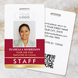Mitarbeiter Personal-ID Name Logo Rot Gold Verlauf Ausweis