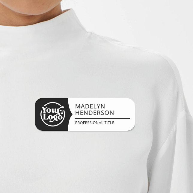Mitarbeiter Schwarz-weiß 2 Farblogo Magnetisch Namensschild (Von Creator hochgeladen)